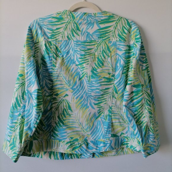 Lara Lane Womens Tropical Pattern 3/4 Sleeve Snap Button Shacket Jacket Size 16 - Picture 4 of 6